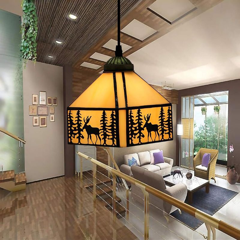 Lampe Tiffany Motif Cerf Artistique