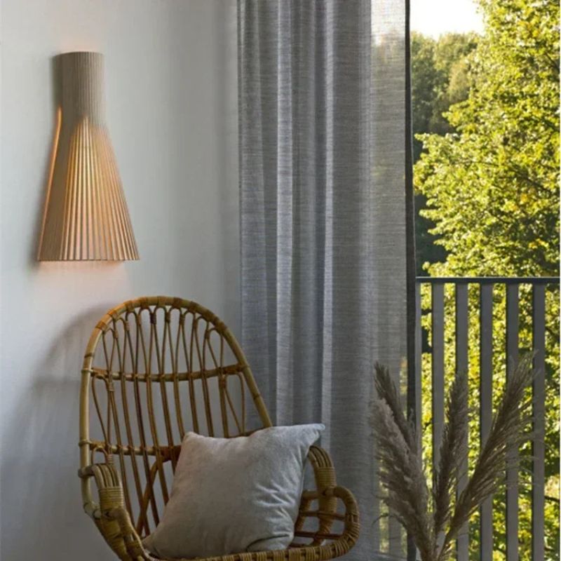 Applique Murale Japonaise En Bois Massif