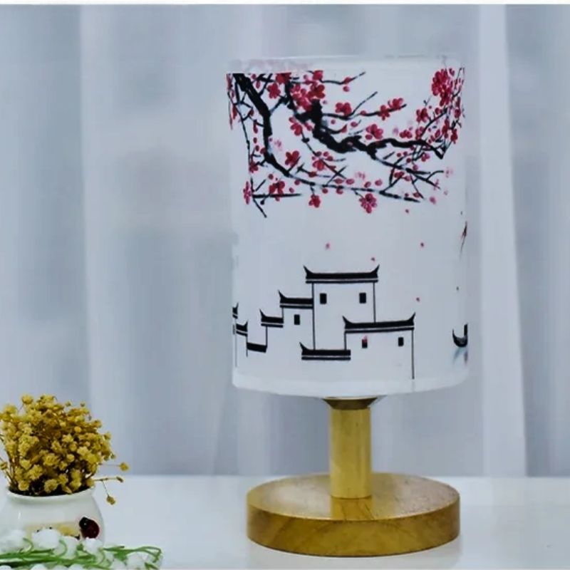 Lampe Japonaise Décorative Avec Tissu Imprimé