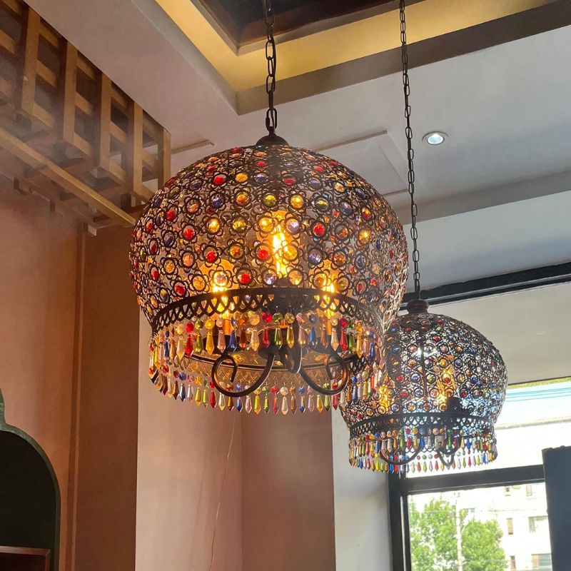 Lampe Bohème Raffinée En Cristal Coloré