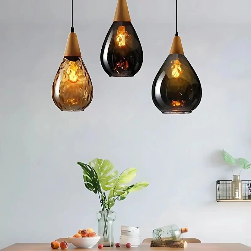 Suspension Industrielle en Verre Design Goute d’Eau