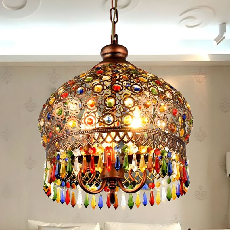 Lampe Bohème Raffinée En Cristal Coloré
