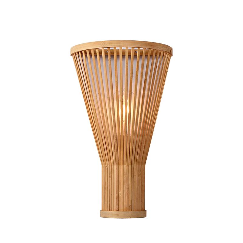 Applique Murale Bohème En Bambou Sculpté, lampe murale en rotin sous forme d'entonnoir