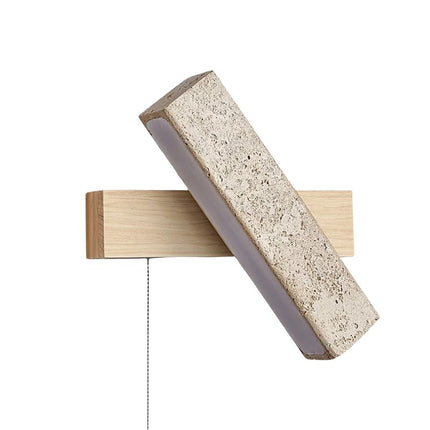 Applique Murale Bohème en Bois et Pierre Naturelle, élégante avec un éclairage directionnel