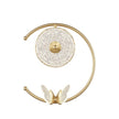 Applique Murale Chambre LED Moderne Élégante, lampe murale dorée en forme de C à l'envers avec papillon et lampe ronde