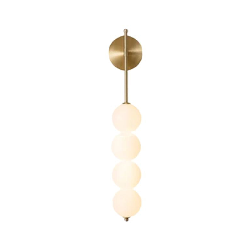 Applique Murale Escalier Style Contemporain Raffiné, lampe avec 4 boules banches et support doré