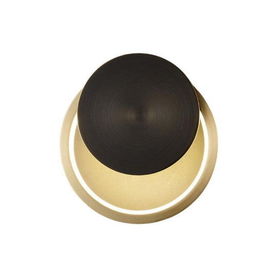Applique Murale Salon Design Rond, lampe rond murale noir et dorée