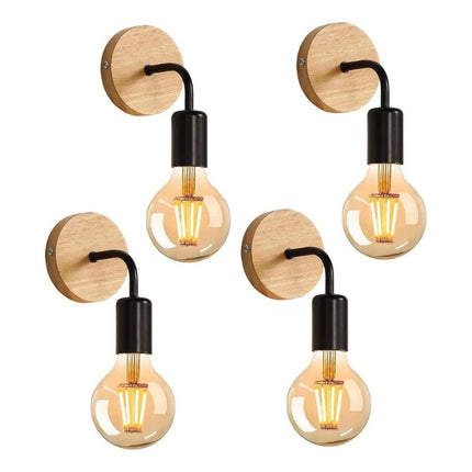 Applique Murale Vintage 4 Pièces, applique intérieure E27 pour chambre à coucher, 360 ° Applique murale noire réglable pour couloir