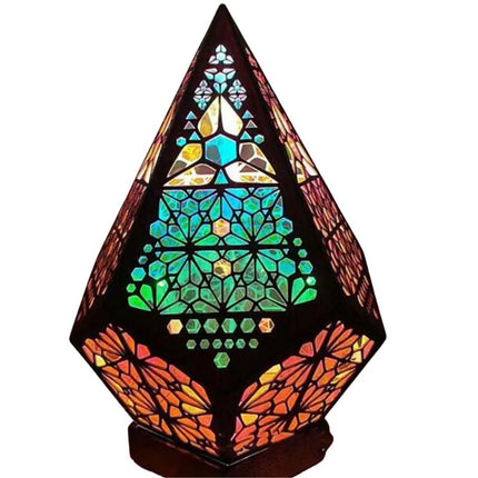 Lampe Bohème Géométrique En Bois, Projection Géométrique, Lumière Creuse, Décor de Chambre, Veilleuses