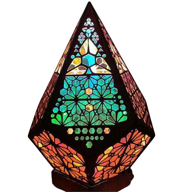 Lampe Bohème Géométrique En Bois, Projection Géométrique, Lumière Creuse, Décor de Chambre, Veilleuses