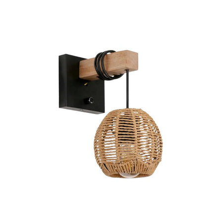 Lampe Bohème Murale Vintage En Rotin, finition artisanale douce