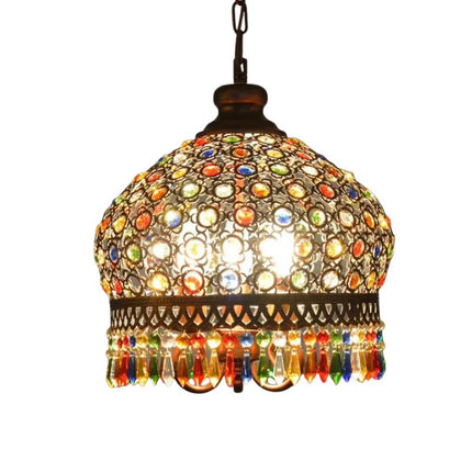 Lampe Bohème Raffinée En Cristal Coloré, aux reflets multicolores