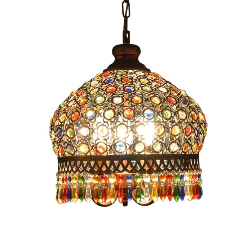 Lampe Bohème Raffinée En Cristal Coloré, aux reflets multicolores