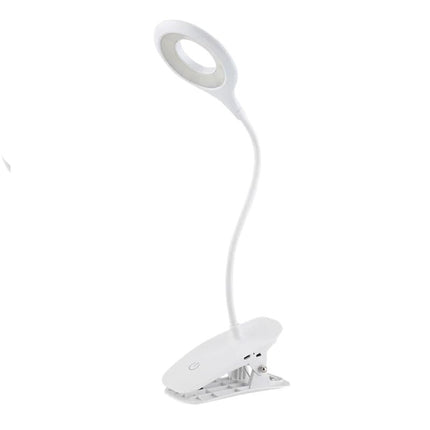 Lampe De Lecture À Pince Avec Clip Élégant, Lampe à pince de lit blanche avec clip, contrôle tactile, protection des yeux, batterie, USB, 3 modes