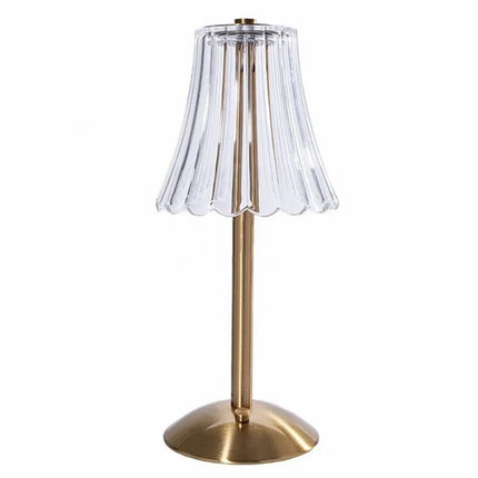 Lampe De Table Cristal Avec Pied Doré Chic, Led, tactile, portable, bord lumineux, lumière décorative