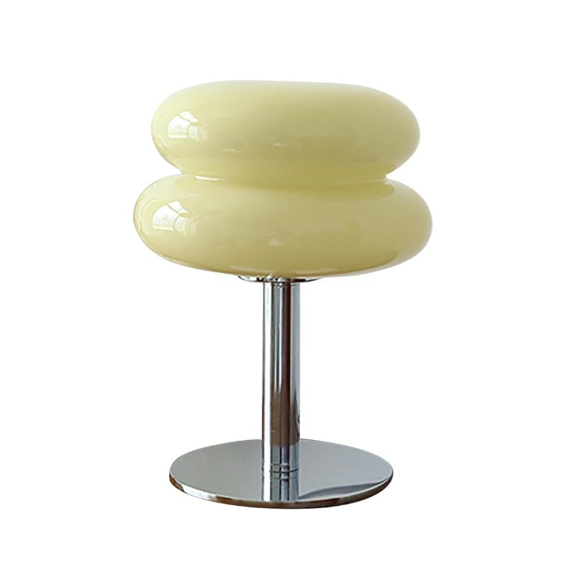 Lampe De Table En Verre Macaron Style Vintage, lampe de table jaune avec pied argenté