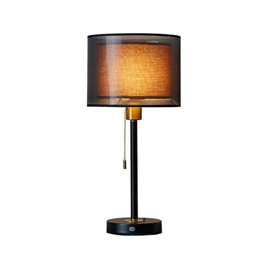 Lampe De Table Style Américain Raffiné, lampe de chevet avec pied noir et lumière chaude