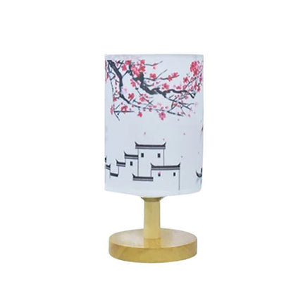 Lampe Japonaise Décorative Avec Tissu Imprimé, Led, lampes de chevet, abat-jour chambre