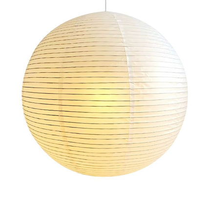 Lampe Japonaise Design Ronde En Papier Tendu, lampe japonaise allumée en papier ronde