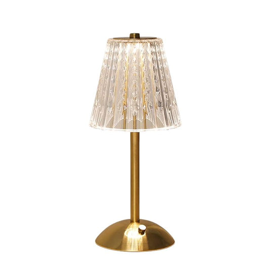 Lampe LED USB Chic Et Moderne, lampe cristal transparent avec pied doré