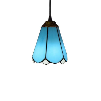 Lampe Tiffany Nuances Bleu Méditerranéen, en fleur bleue