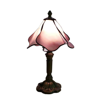 Lampe Tiffany Style Fleur Chic, lampe de table avec pied sous forme de fleur rose