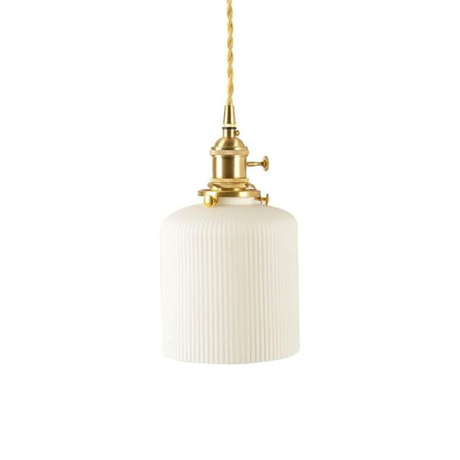 Suspension Cuisine Design Contemporain Chic, suspension blanc en céramique blanc et chaine dorée