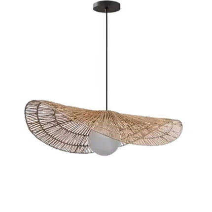 Suspension Escalier Luminaire En Rotin, lampe japonaise stylée en rotin