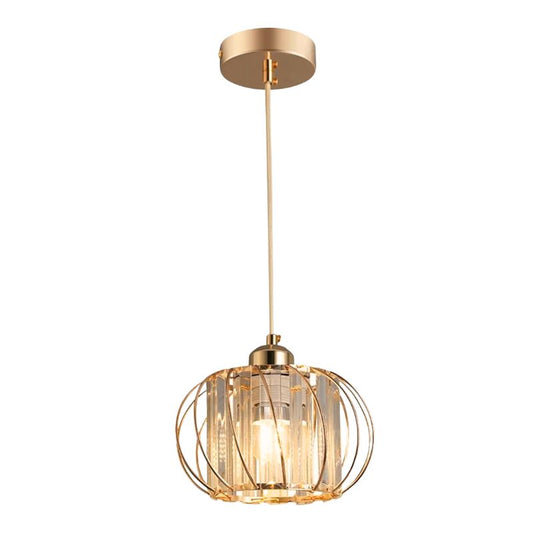 Suspension Escalier Éclairage Raffiné LED, lampe suspension dorée avec verre cristal