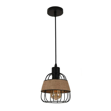 Suspension Industrielle Design Cage Rétro Élégant, luminaire suspendu noir