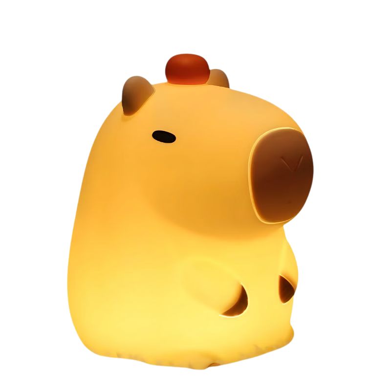 Veilleuse LED en Forme de Capybara, fabriquée en silicone doux et adorable.